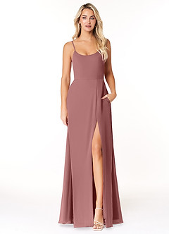 Azazie Moira Bridesmaid Dresses Desert Rose A-Line Scoop Chiffon Dress image1