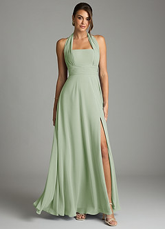 Azazie Tamira Suknie dla druhen Linia A Pofałdowany Szyfon Do ziemi Sukienka image1