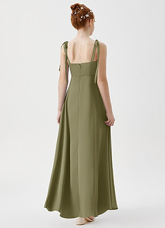 Azazie Rosey Junior Vestido de Pistacho de Satén Elástico de Corte En A con Escote de Corazón image2