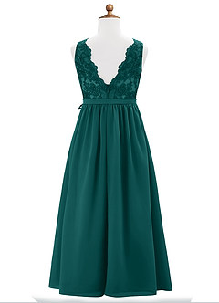 Azazie Elly Junior Peacock A-Line Lace Chiffon Dress image7
