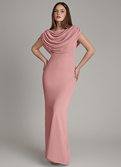 Azazie Hadley Bridesmaid Dresses Dusty Rose Mermaid Pleated Chiffon Dress image10