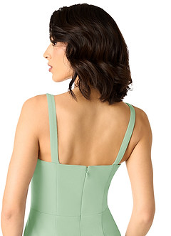 Azazie Gianetta Robes de demoiselle d'honneur Robe Sirène en Crêpe Élastique Fente Latérale Vert Sauge image5