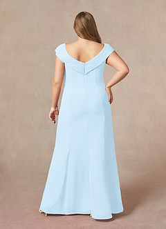 Azazie Cupid Mother of the Bride Dresses Sky Blue A-Line Boatneck Lace Chiffon Dress image7