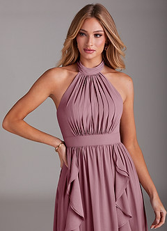 Azazie Avary Bridesmaid Dresses Vintage Mauve A-Line Pleated Chiffon Dress image6