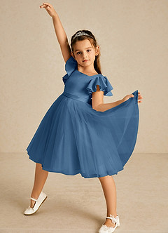 Azazie Kaeya Flower Girl Dresses Twilight A-Line Bow Tulle Dress image2