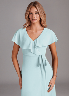 Azazie Lainey Bridesmaid Dresses Mist A-Line with Pockets Chiffon Dress image6