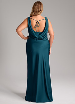 Azazie Rylina Brautjungfernkleider Meerjungfrau-Linie Stretch-Satin Kleid Tintenblau image8