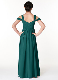 Azazie Lianne Junior Peacock A-Line Off the Shoulder Chiffon Dress image2