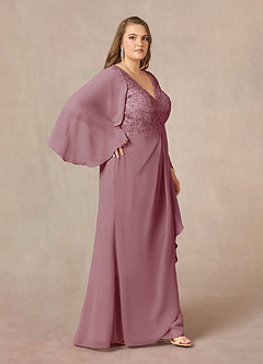 Azazie Perry Mother of the Bride Dresses Vintage Mauve Mermaid V-Neck Lace Chiffon Dress image10