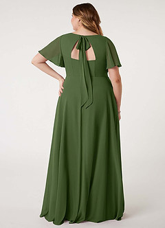 Azazie Kimber Bridesmaid Dresses Olive A-Line Flounce Sleeve Chiffon Dress image10