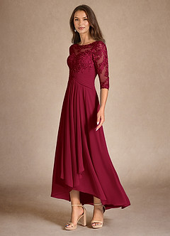 Azazie Marietta Mother of the Bride Dresses Burgundy A-Line Lace Dress image5