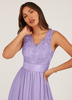 Azazie Gertrude Bridesmaid Dresses Lilac A-Line Lace Chiffon Dress image6