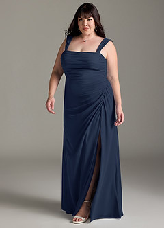 Azazie Jesaphine Brautjungfernkleider Etui Schleifen Chiffon Kleid Dunkelmarine image12