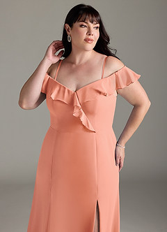 Azazie Sophie Brautjungfernkleider Wandelbar A-Linie Schulterfrei Chiffon Kleid Sonnenuntergang image12