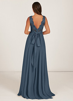 Azazie Gertrude Bridesmaid Dresses Neptune A-Line Lace Chiffon Dress image4