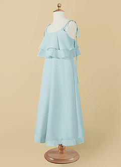 Azazie Temi Flower Girl Dresses Mist A-Line Spaghetti Strap Chiffon Dress image12