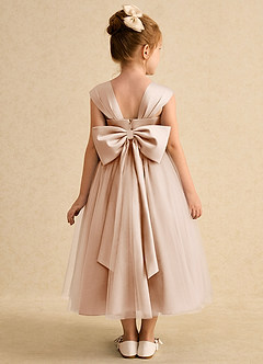 Azazie Chickadee Robe Demoiselle D'honneur Fillette Robe Princesse en Mat Satiné Encolure en Forme de Cœur Rose Perle image3