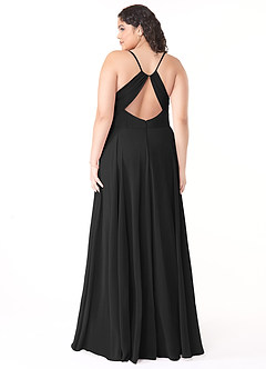 Azazie Avelina Brautjungfernkleider A-Linie V-Hals Gefaltet Chiffon Kleid Schwarz image7