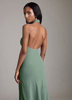 Azazie Lorena Bridesmaid Dresses Eucalyptus Mermaid Pleated Chiffon Dress image6