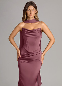 Azazie Sorrel Bridesmaid Dresses Desert Rose Mermaid Strapless Stretch Satin Convertible Dress image5