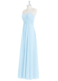 Azazie Yazmin Robes de demoiselle d'honneur Robe Trapèze Convertible en Mousseline de soie Encolure en Forme de Cœur Bleu Ciel image10