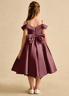 Azazie Favia Flower Girl Dresses Desert Rose A-Line Off the Shoulder Matte Satin Dress image1