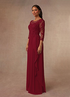 Azazie Calanthe Mother of the Bride Dresses Burgundy A-Line Scoop Chiffon Dress image2