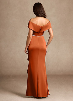 Azazie Dareia Mother of the Bride Dresses Burnt Orange Mermaid Off the Shoulder Stretch Satin Dress image5