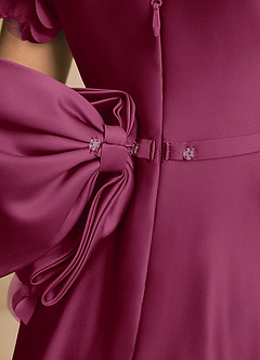 Azazie Charity Flower Girl Dresses Mulberry A-Line with Sleeves Matte Satin Dress image6