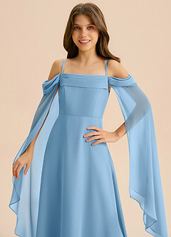 Azazie Moana Junior Linia A Pofałdowany Szyfon Długość podłogi Młodsza druhna Sukienka image7