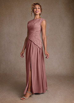 Azazie Kalleen Mère de la mariée Robes Robe Trapèze en Mousseline de soie Plissée Rose Poussiéreuse image4
