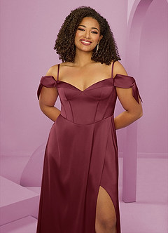 Barbie ♥ Azazie Final Sale Dusty Blue A-Line Off the Shoulder Stretch Satin Dress image13