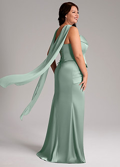 Azazie Sorrel Bridesmaid Dresses Agave Mermaid Strapless Stretch Satin Convertible Dress image8