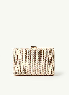 front Woven Wicker Clutch Bag