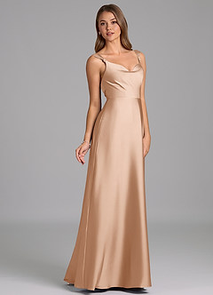 Azazie Beatrice Vestidos de madrinha de casamento Vestido Rosa Inglesa de Cetim elástico de Linha A com Decote em coração image5