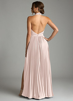 Azazie Zienna 신부 들러리 드레스 A라인 주름진 스트레치 새틴 바닥 길이 드레스 image2