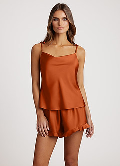 front Satin Frilled Pajama Set