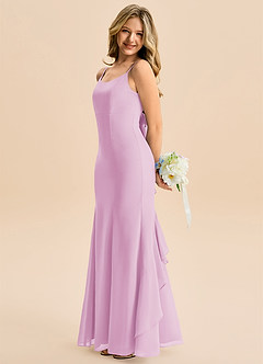 Azazie Lioren Junior Candy Pink Mermaid Bow Chiffon Dress image2