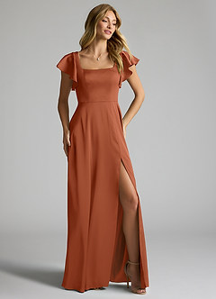 Azazie Bondi Brautjungfernkleider A-Linie Schleifen Stretch-Satin Kleid Zedernrose image2