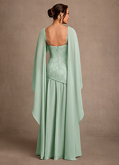 Azazie Flossie 신부의 어머니 드레스 A라인 주름진 쉬폰 플로어 길이 드레스 image2