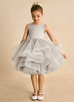 Azazie Tinie Flower Girl Dresses Frost Ball-Gown Bow Tulle Dress image5