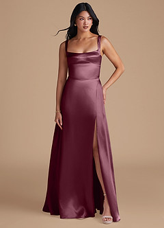 Azazie Hope Bridesmaid Dresses Cabernet A-Line with Pockets Metallic Satin Dress image5