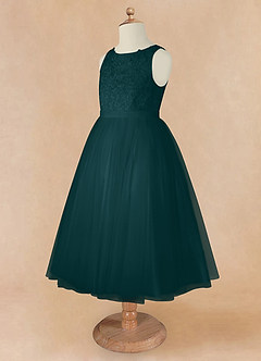 Azazie Calla Flower Girl Dresses Pine Ball-Gown Lace Tulle Dress image9