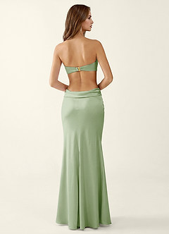 Miniqueadom Light Green Open Back Satin Party Dress image2