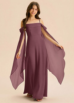 Azazie Moana Junior Linia A Pofałdowany Szyfon Długość podłogi Młodsza druhna Sukienka image1