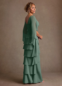 Azazie Arabinda Mother of the Bride Dresses Eucalyptus Sheath Ruched Chiffon Dress image2