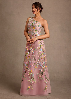 Azazie Bertie vestidos de madre de la novia Vestido de Rosa Polvorienta de Encaje de Corte en A image3
