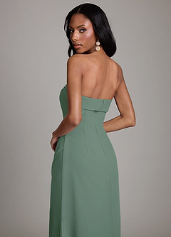 Azazie Aretha Bridesmaid Dresses Eucalyptus A-Line Strapless Chiffon Dress image4