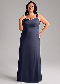 Azazie Denice Bridesmaid Dresses Stormy Sheath Pleated Stretch Satin Dress image10