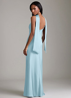 Azazie Cassiana Probar vestidos en casa Vestido de Azul Cielo de Satén Elástico de Corte Sirena con Plisado image2